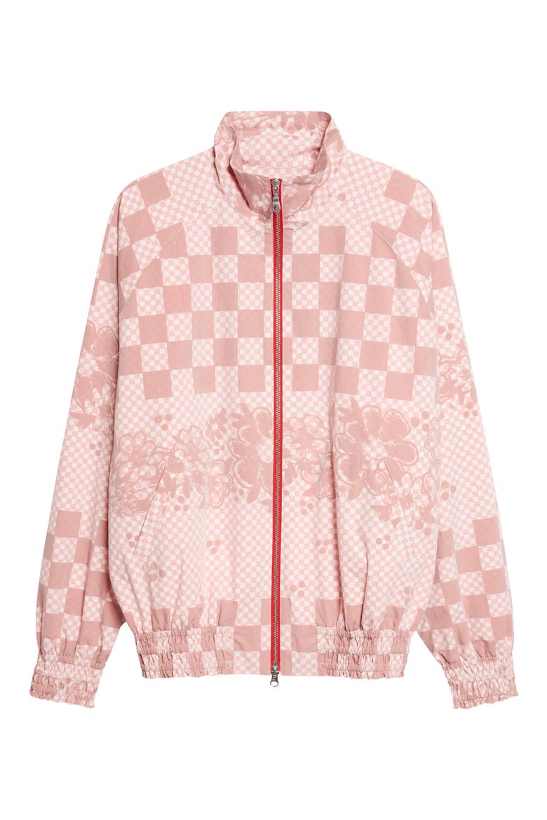 Shirred Track Jacket, Alternate, color, RED/ WHITE
