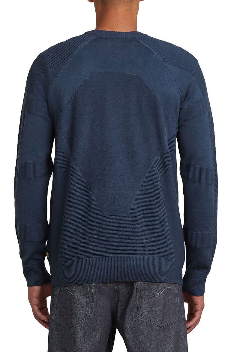 3D Biker Textureblock Crewneck Sweater, Alternate, color, INDIA INK/ SALUTE