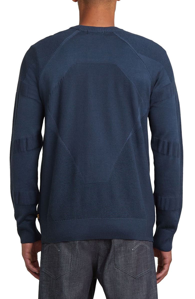 G-STAR 3D Biker Textureblock Crewneck Sweater, Alternate, color, India Ink/ Salute