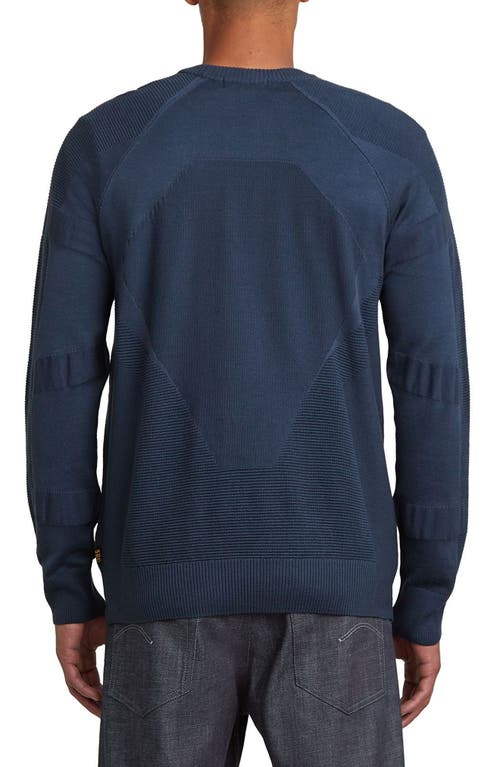G-star 3d Biker Textureblock Crewneck Sweater In Blue