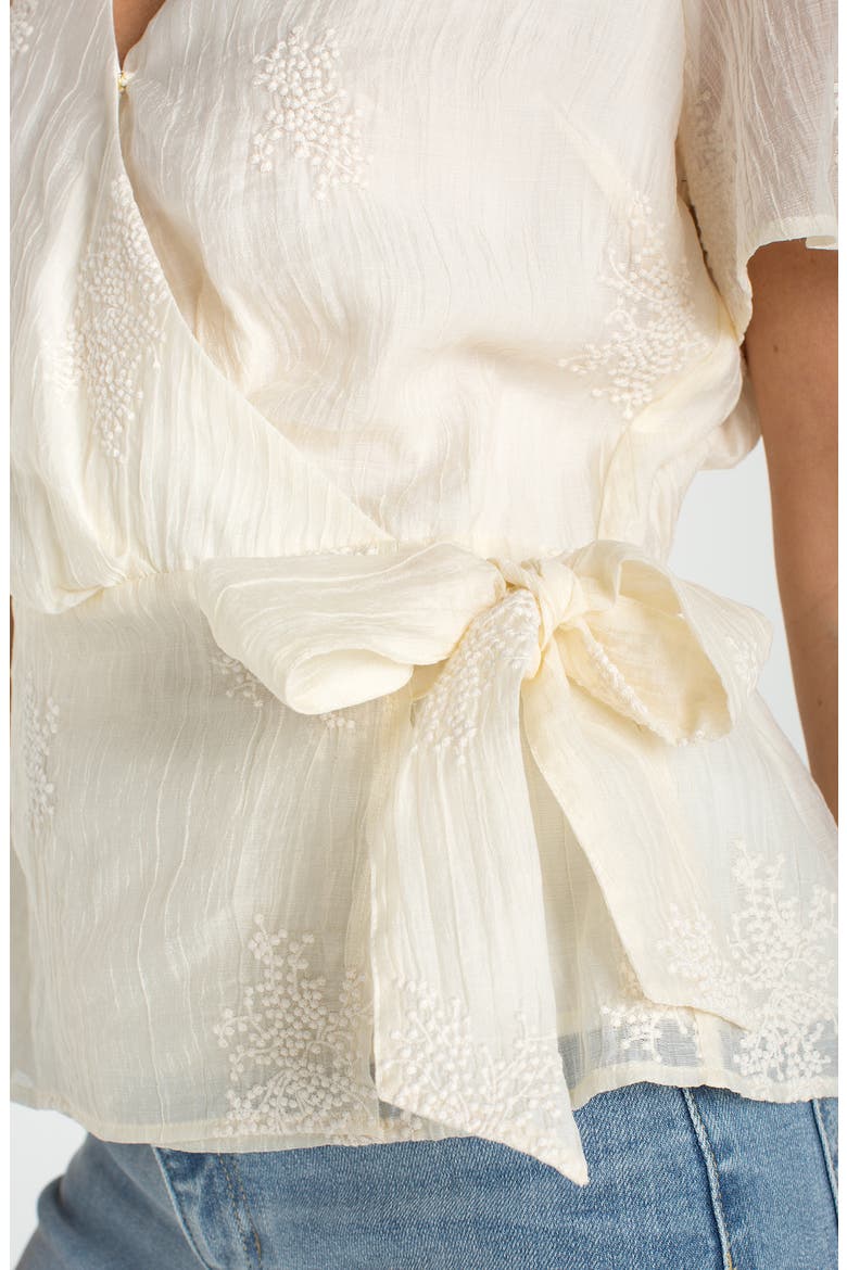 Embroidered Wrap Top, Alternate, color, CREAM