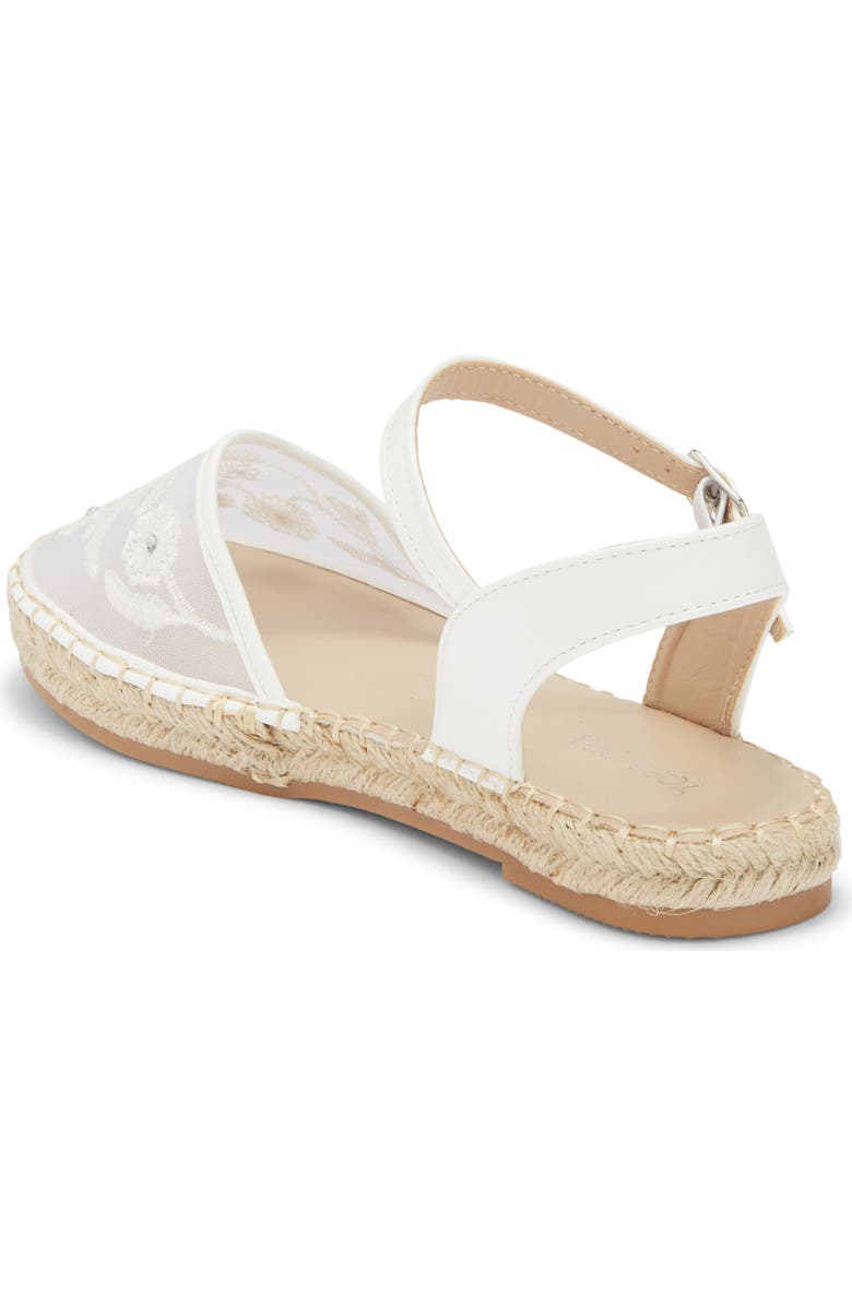 TOP MODA Chrom Floral Embroidered Ankle Strap Flat, Alternate, color, White Pu