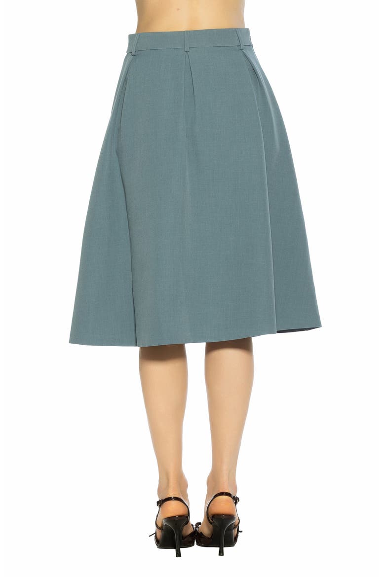 Camille Pleated Midi Skirt, Alternate, color, TEAL