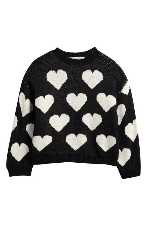 Cotton Emporium Kids' Hearts All Over Jacquard Sweater in Black  product