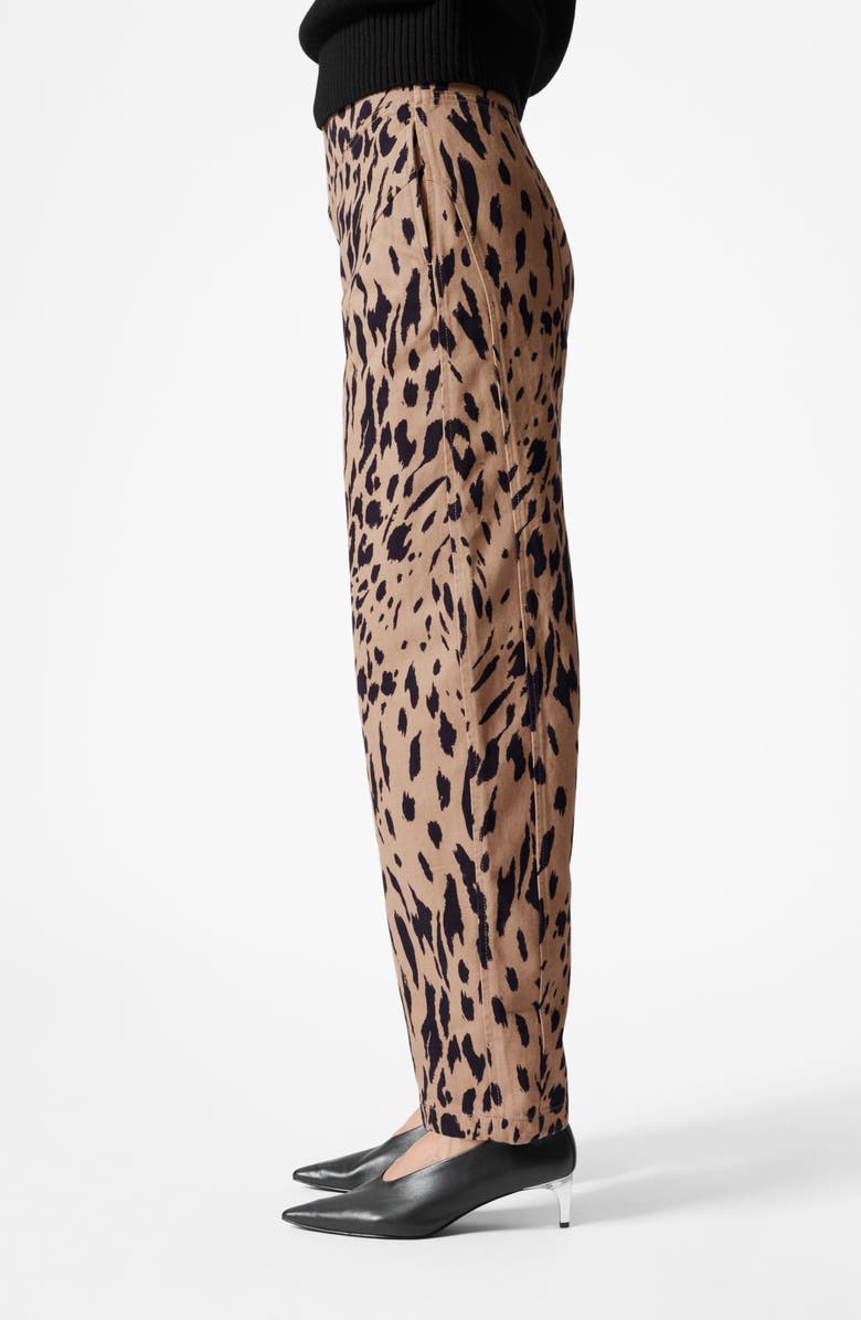 & Other Stories Leopard Print Barrel Leg CottonPants, Alternate, color, Leopard Spots