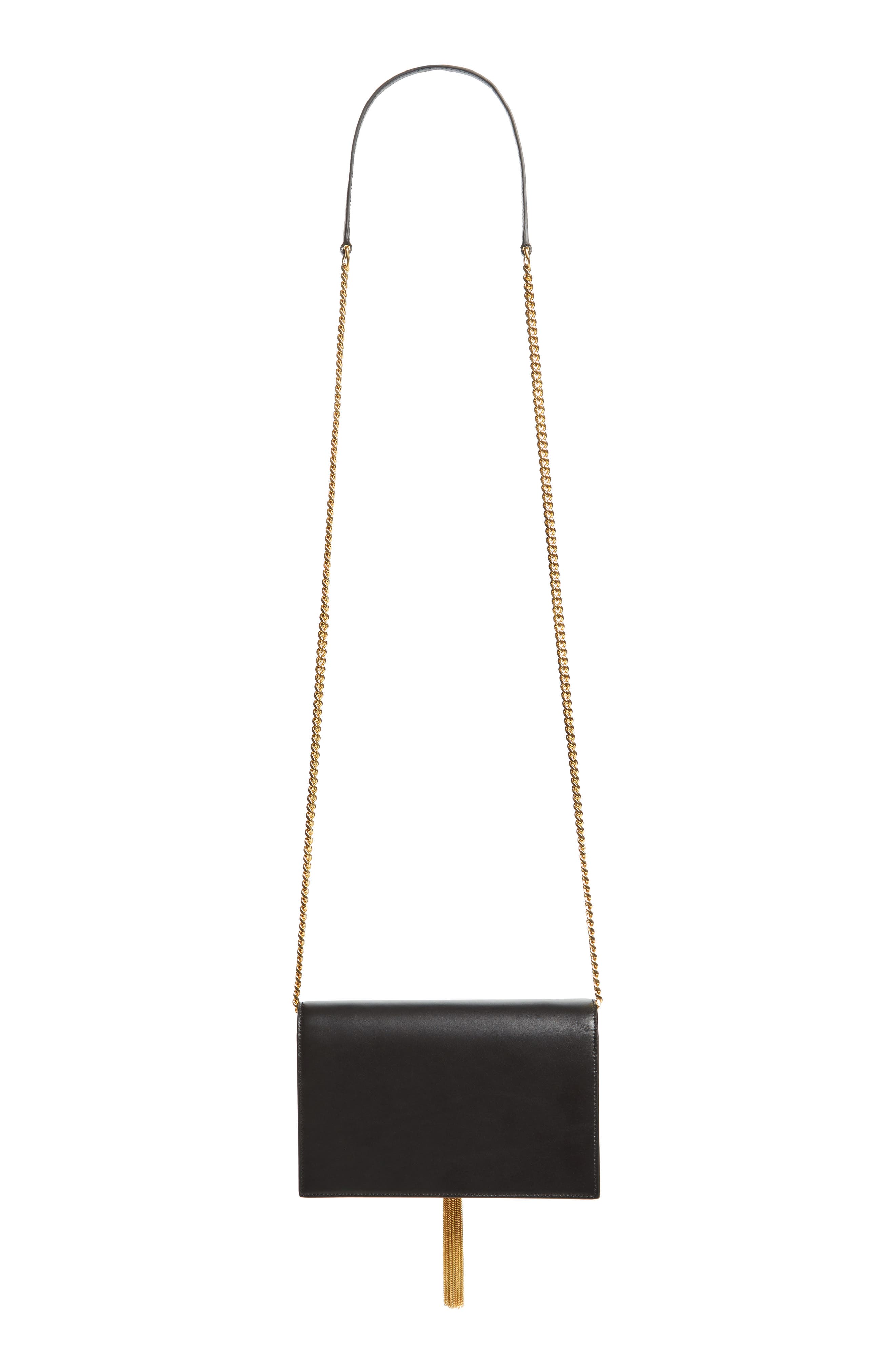 Small Monogram Calfskin Leather Wallet on a Chain, Alternate, color, NERO