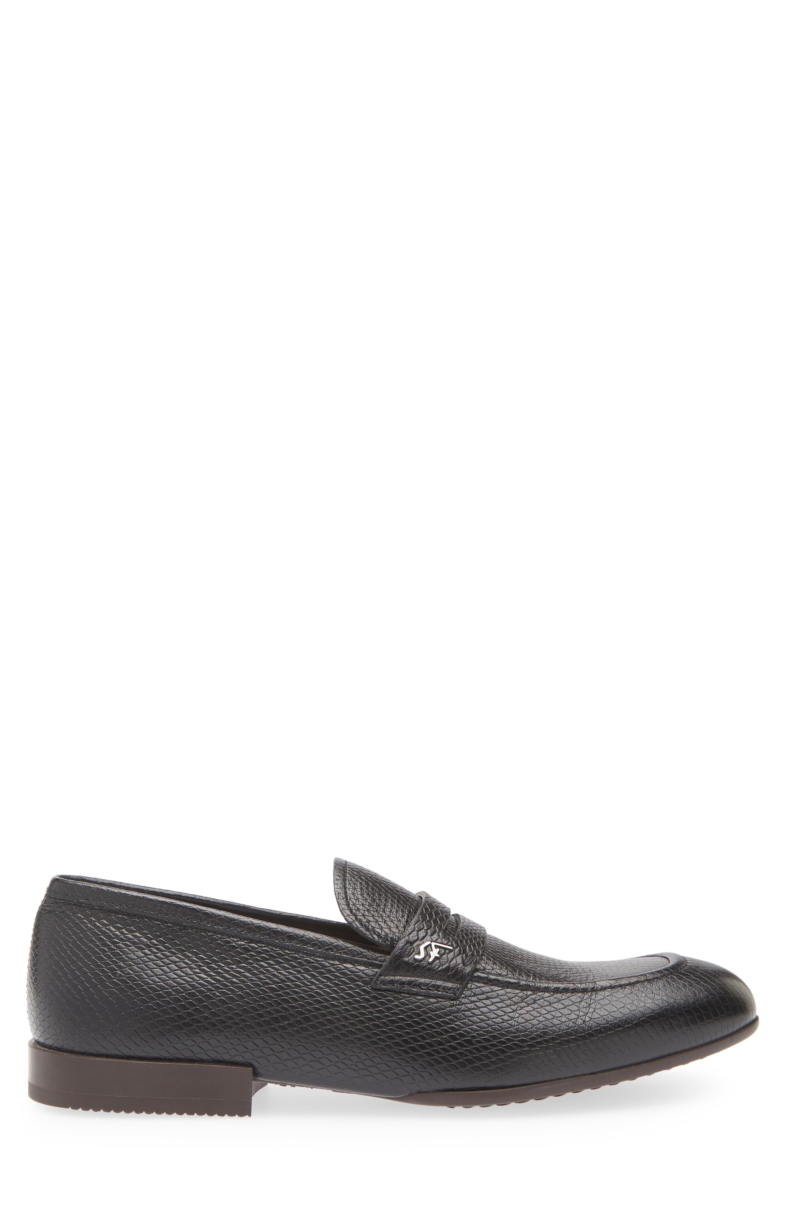 FERRAGAMO Snake Embossed Penny Loafer, Alternate, color, 