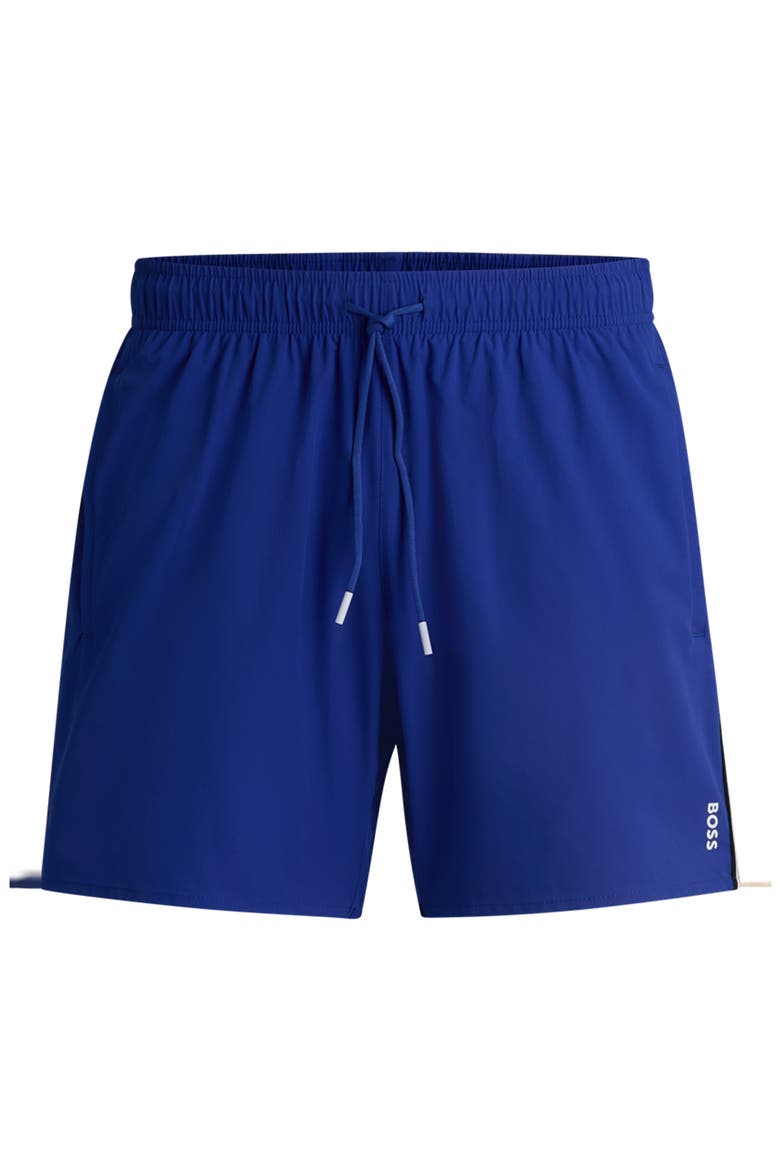 Iconic Side Stripe Swim Trunks, Main, color, MEDIUM BLUE