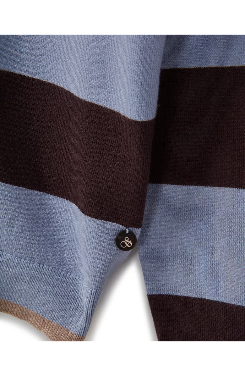 Scotch & Soda Stripe Polo Sweater, Alternate, color, Eventide / Seal Brown