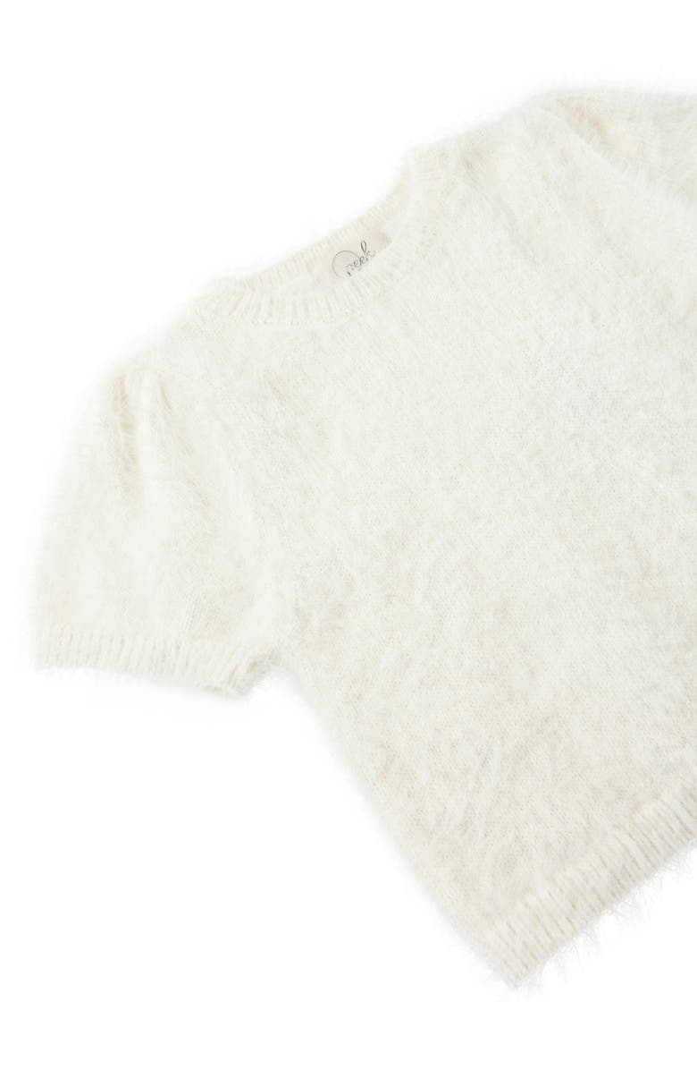Peek Aren't You Curious Kids' Fuzzy Sweater & Metallic Print Skirt Set, Alternate, color, Off-White