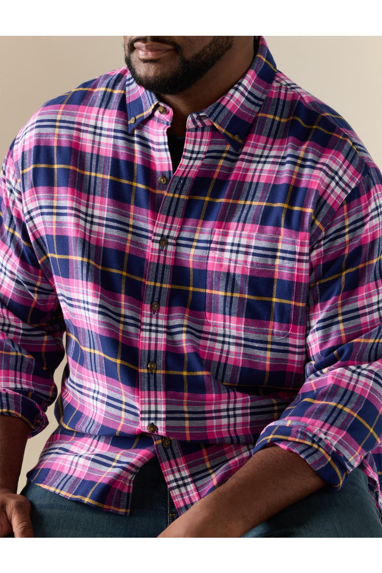 Big & Tall Large Plaid Flannel Sport Shirt V4, Alternate, color, NAVY PINK