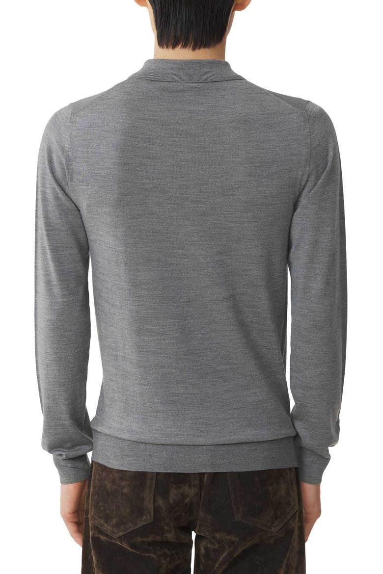 Classic Polo Shirt In Merino Wool, Alternate, color, Ash