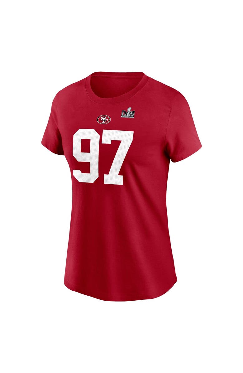Nike Women's Nike Nick Bosa Scarlet San Francisco 49ers Super Bowl LVIII Patch Player Name & Number T-Shirt, Alternate, color,