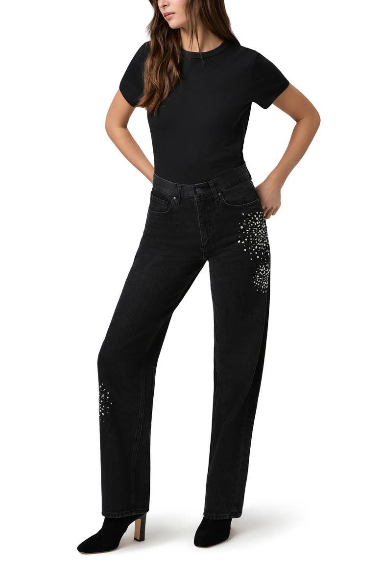 Emilie Embellished High Waist Straight Leg Jeans, Alternate, color, STARRY NIGHT EMBELLISHED