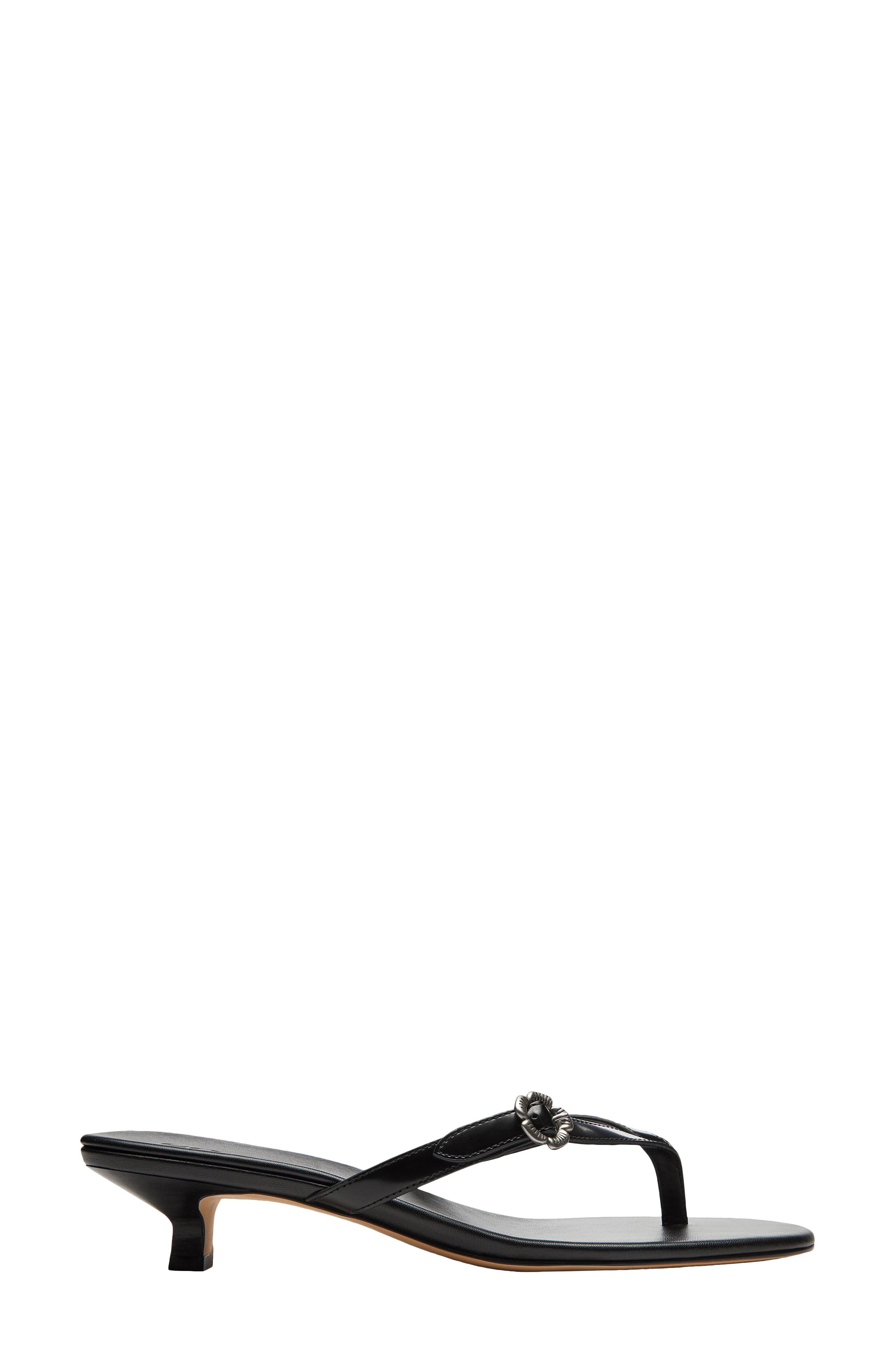 COACH Tea Rose Kitten Heel Flip Flop, Alternate, color, Black