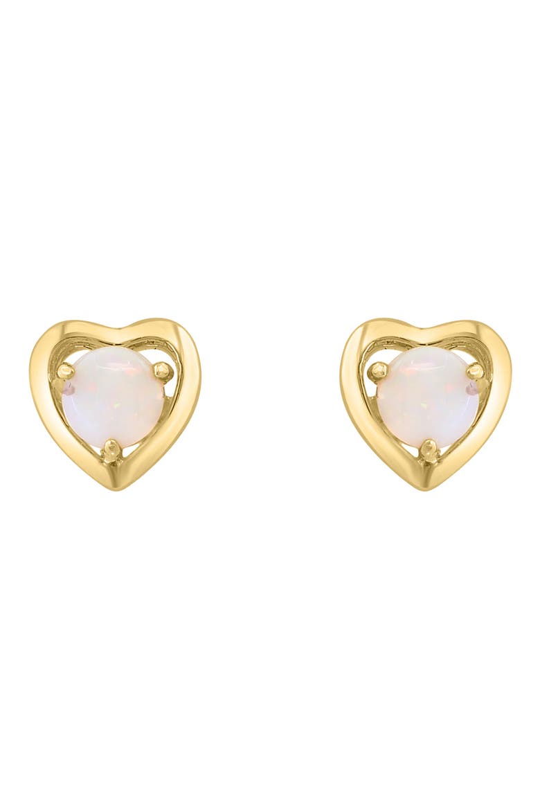 Round Opal Heart Stud Earrings, Main, color, WHITE/ GOLD