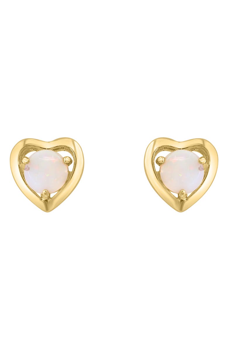 EFFY Round Opal Heart Stud Earrings, Main, color, White/ Gold