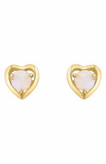 EFFY Round Opal Heart Stud Earrings