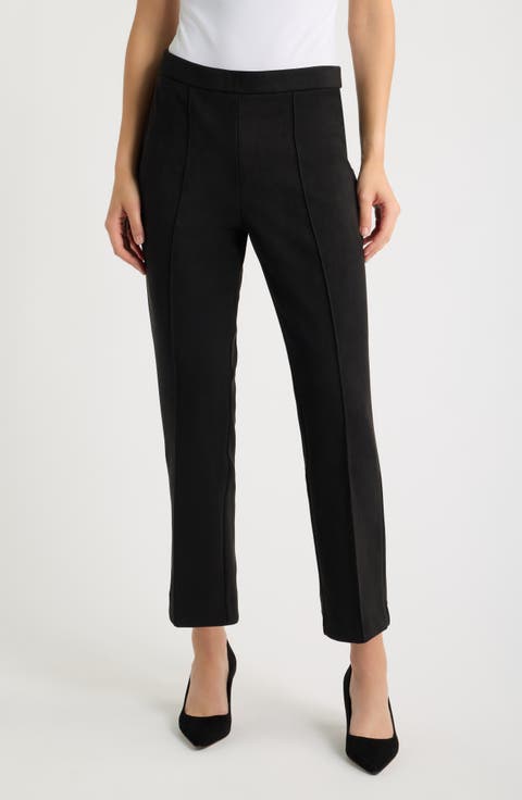 Pintuck Straight Leg Ankle Pants