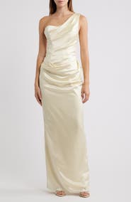 HOUSE OF CB Caprice One-Shoulder Satin Gown