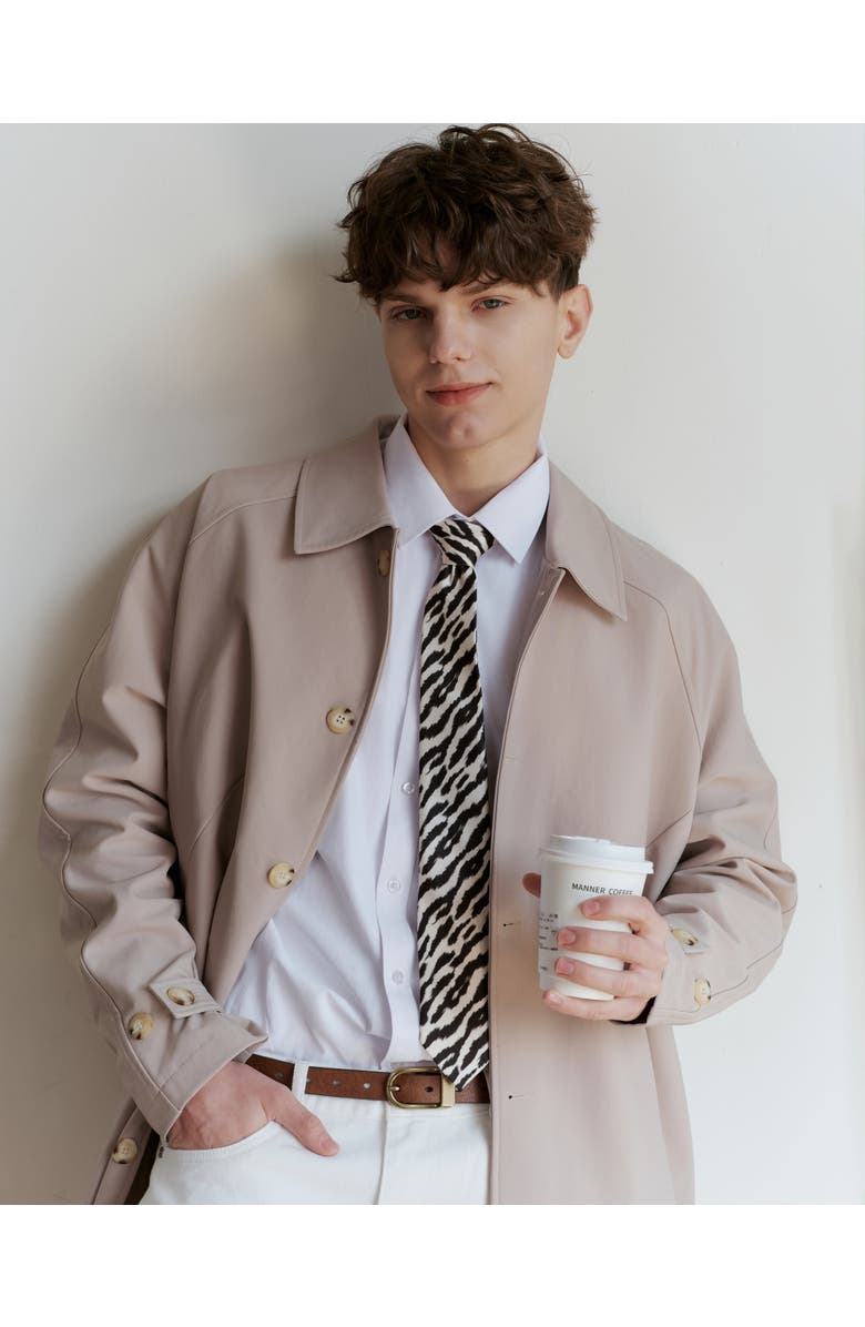 Knottery & Co Savannah Stripes Printed Silk Tie, Alternate, color, Zebra