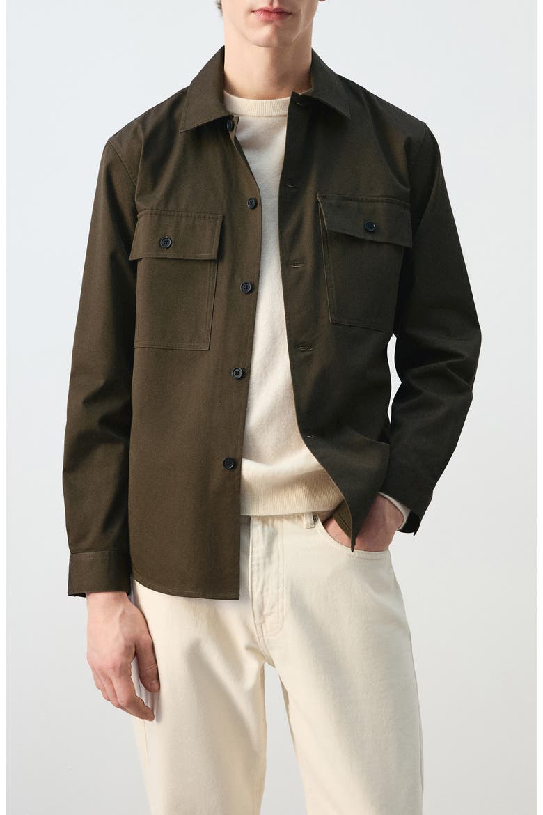 Cotton Overshirt, Main, color, BROWN