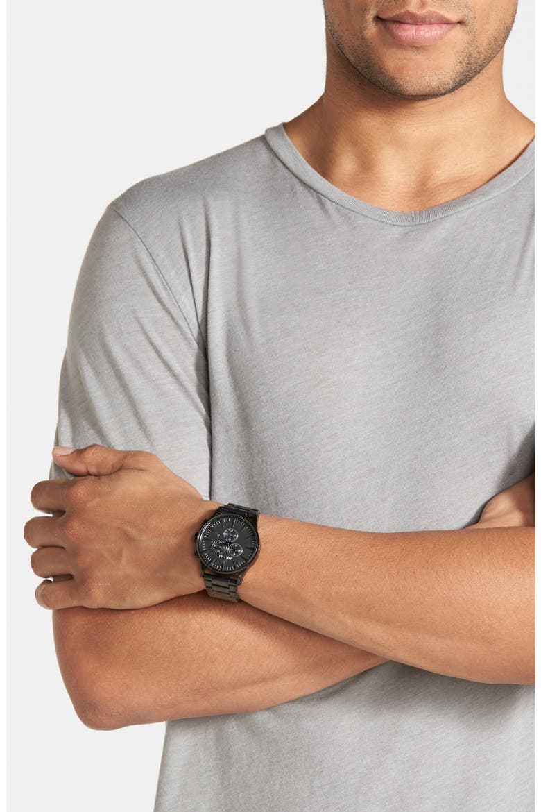 'The Sentry' Chronograph Bracelet Watch, 42mm, Alternate, color, ALL BLACK