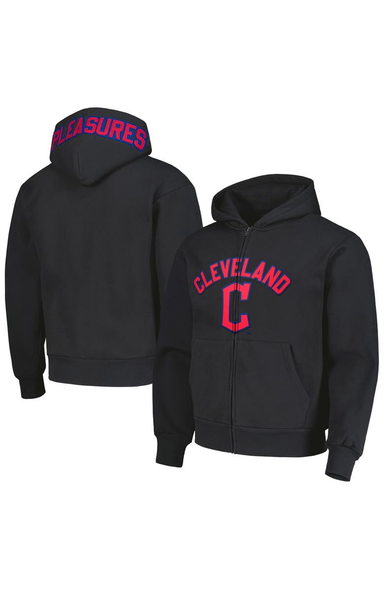 PLEASURES Men's PLEASURES Black Cleveland Guardians Opening Day Full-Zip Hoodie, Main, color, Black