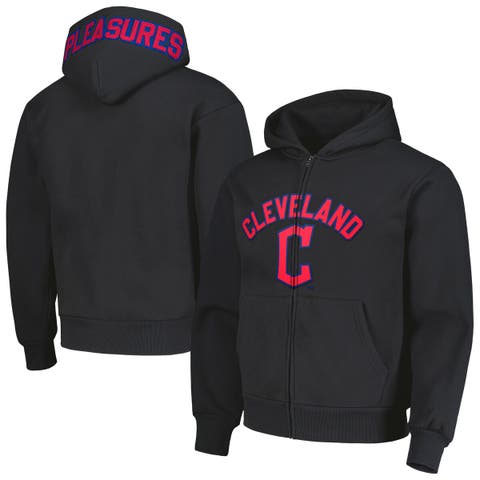 Men's PLEASURES Black Cleveland Guardians Opening Day Full-Zip Hoodie
