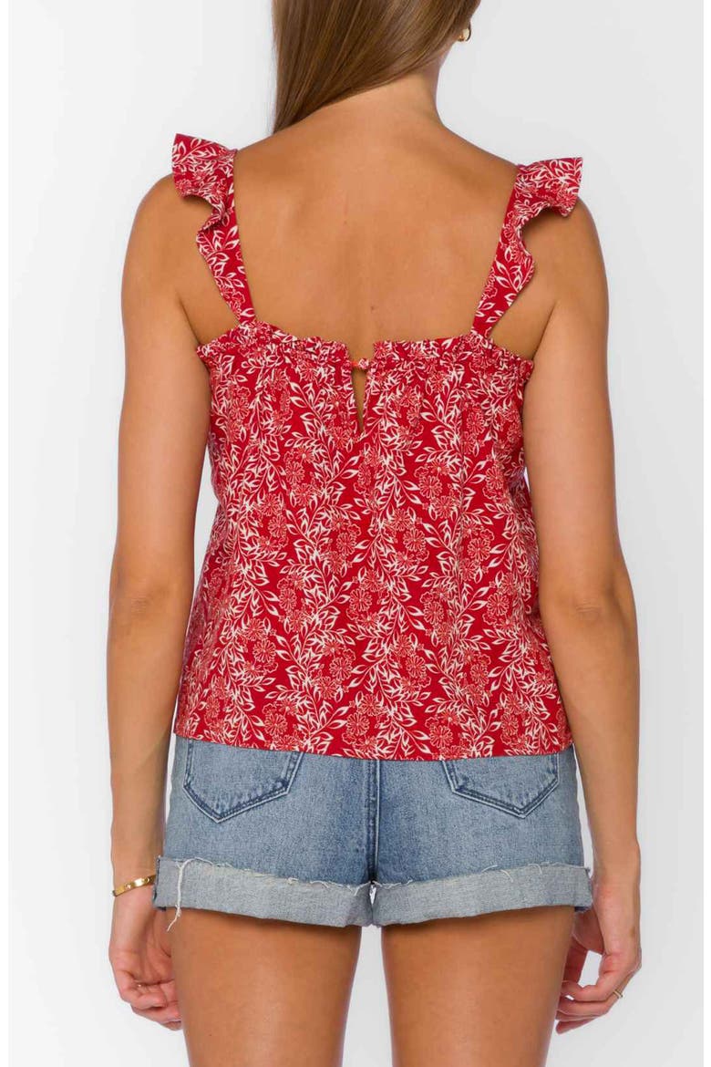 Carolyn Floral Ruffle Linen Blend Camisole, Alternate, color, SAUCY RED FLORAL