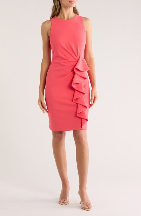 Ruffle Sleeveless Sheath Dress