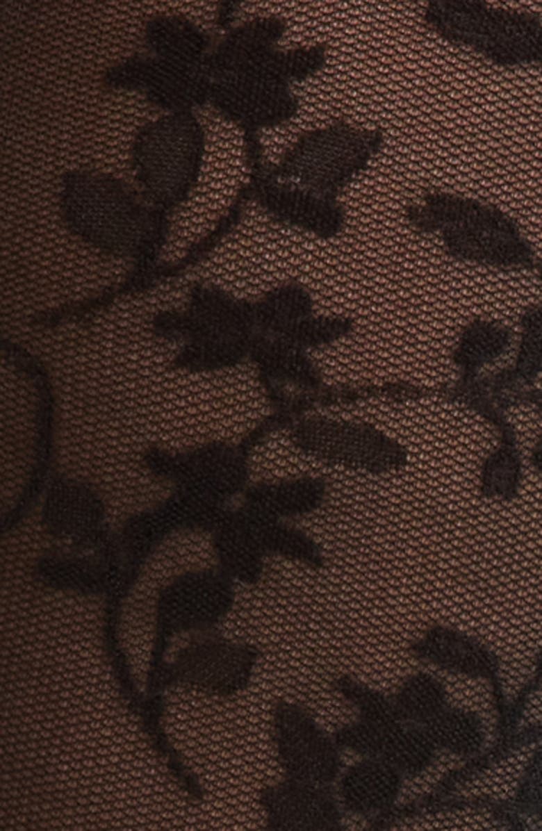 Nordstrom Floral Lace Knee High Socks, Alternate, color, Black