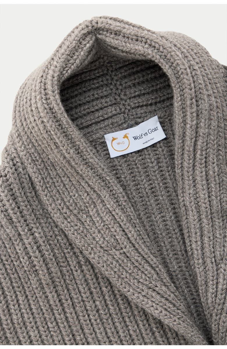 Wolf Vs. Goat (WvG) Wool Chunky Shawl Collar Cardigan, Alternate, color, Cocoa Powder