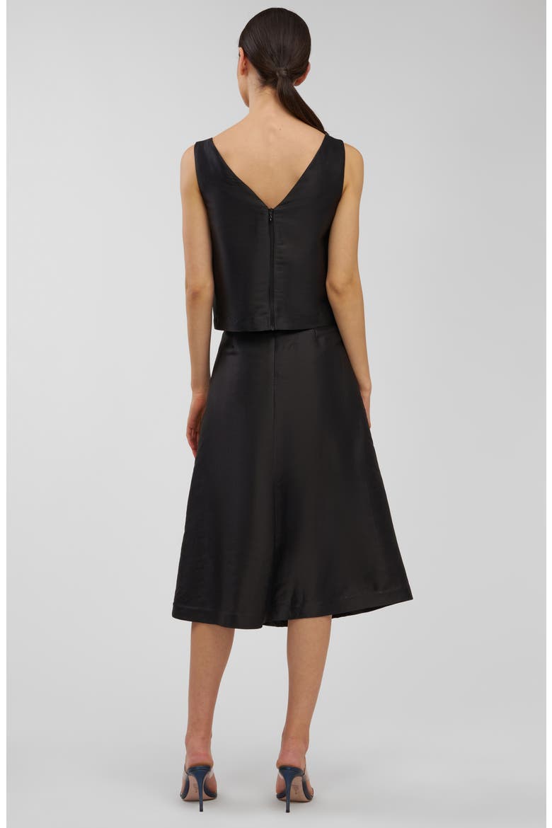 Logan Floral Appliqué Midi Skirt, Alternate, color, BLACK