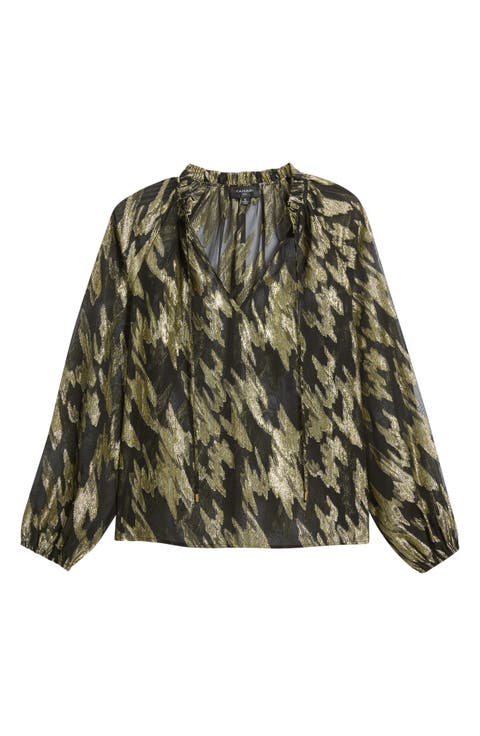 Foil Tie Neck Top
