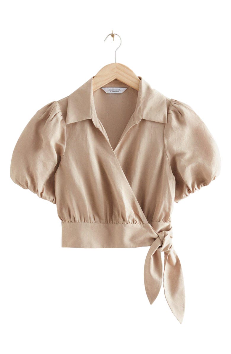 & Other Stories Puff Sleeve Wrap Top, Alternate, color, 
