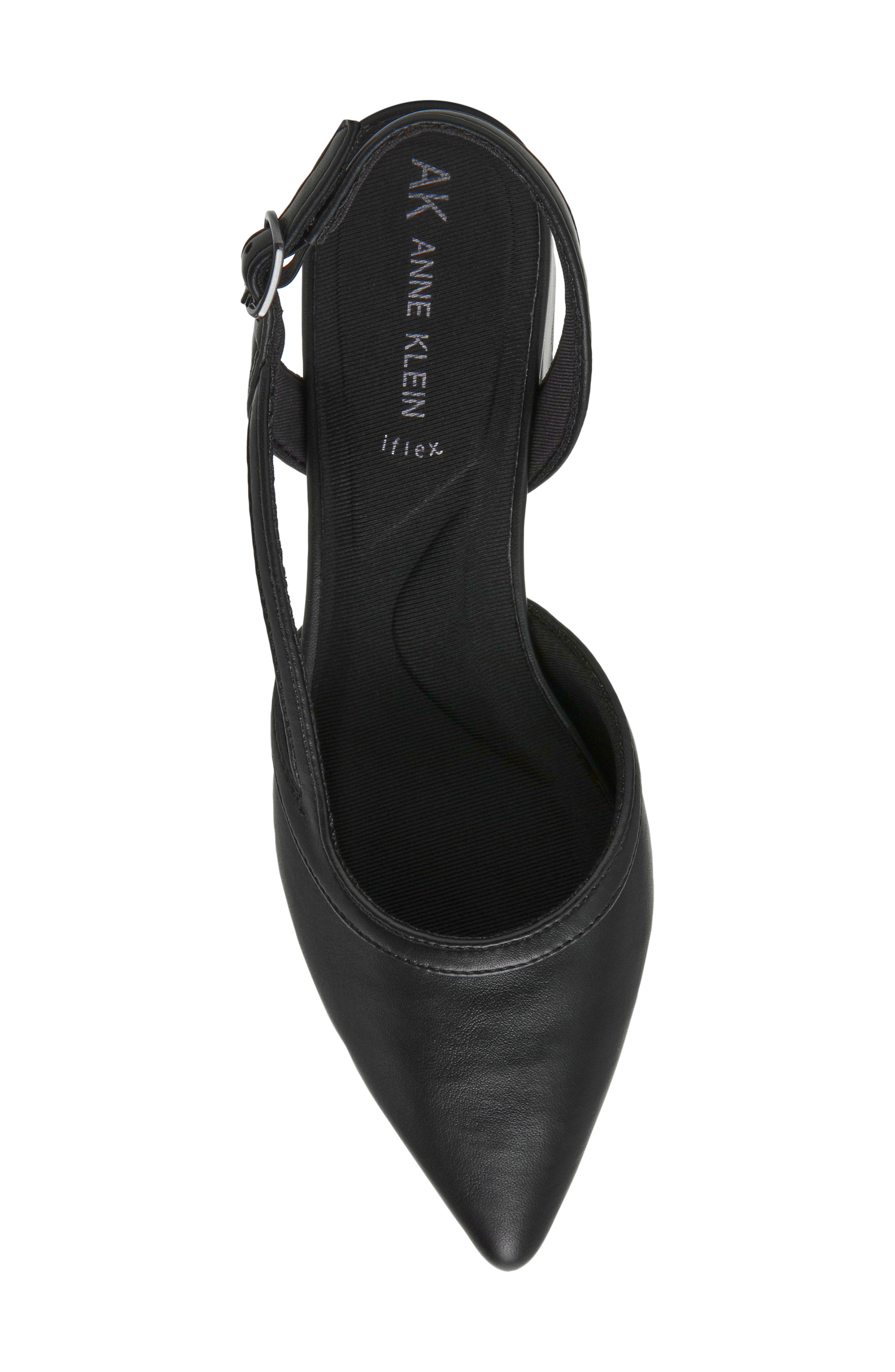 Anne Klein Untie Slingback Block Heel Pump, Alternate, color, Black Pu