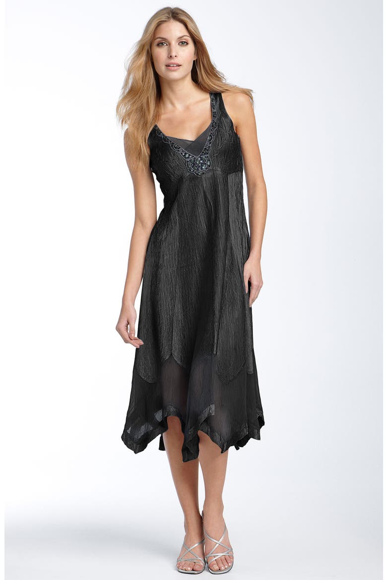 Beaded Pleated Charmeuse Dress & Jacket, Alternate, color, BLACK