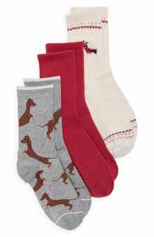 Assorted 3-Pack Embroidered Sporty Crew Socks