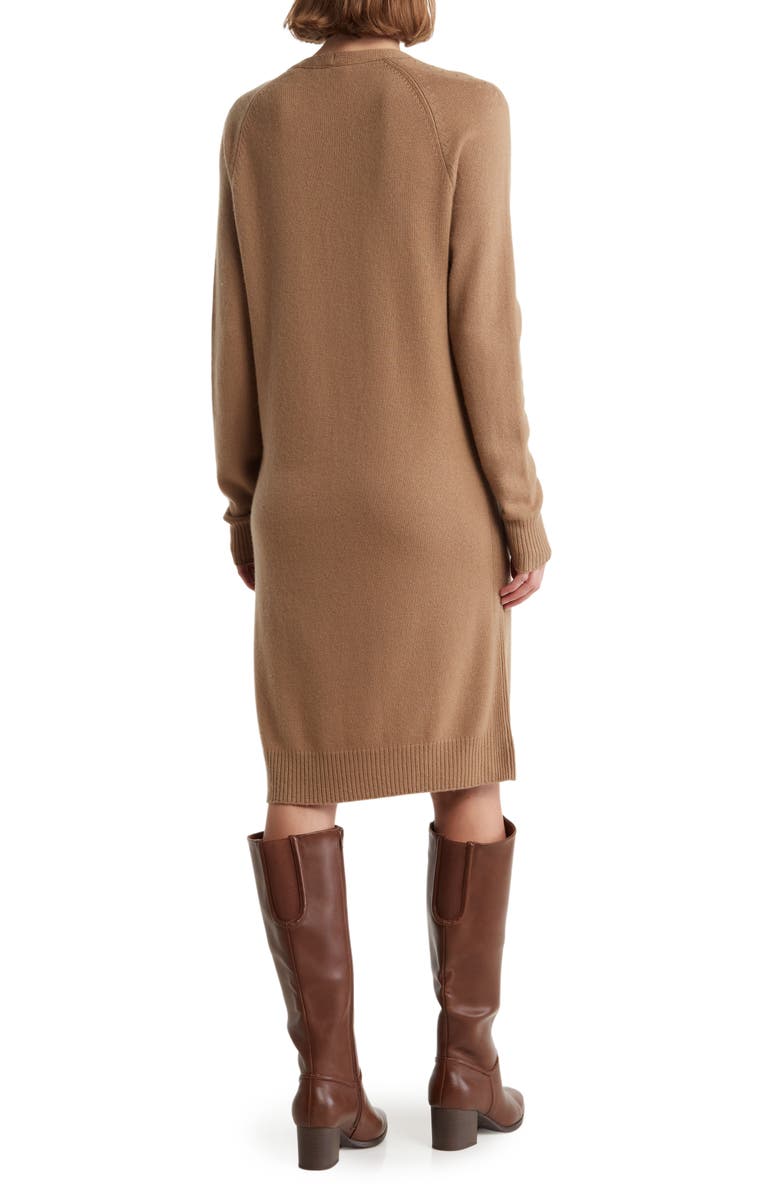 Vince V-Neck Long Sleeve Wool Blend Sweater Dress, Alternate, color, Whole Wheat