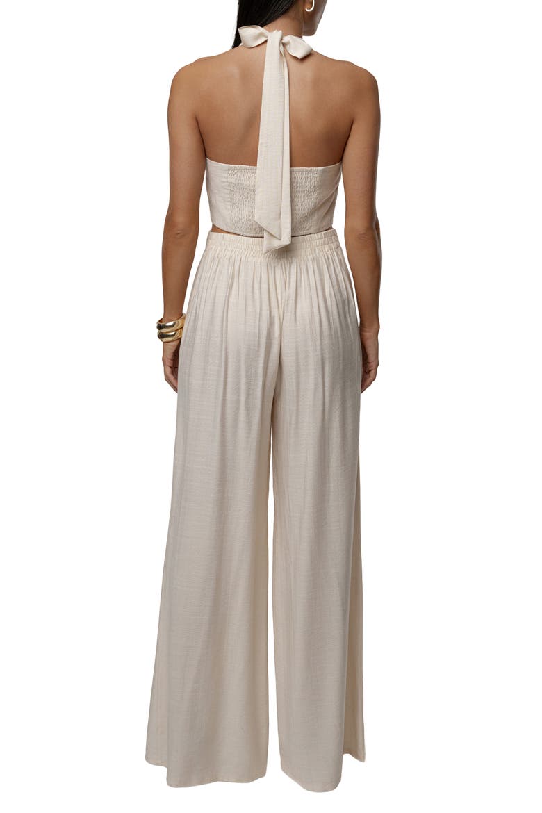 Tropical Daze Halter Top & Wide Leg Pant Set, Alternate, color, CREAM