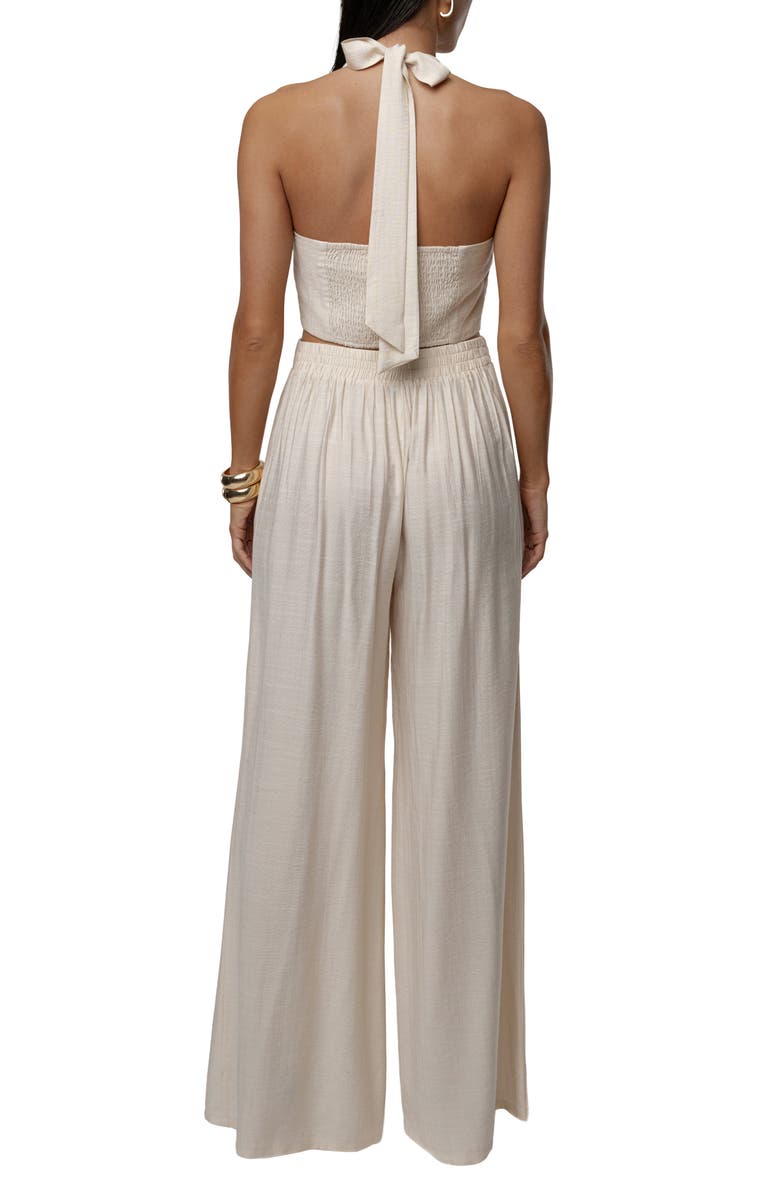 JLUXLABEL Tropical Daze Halter Top & Wide Leg Pant Set, Alternate, color, Cream