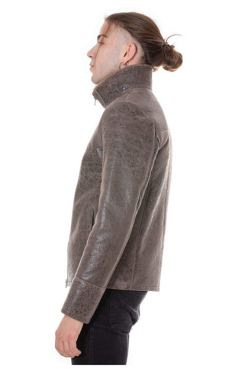 Furniq UK Daniel Patterned Shearling Jacket, Alternate, color, Taupe Brown