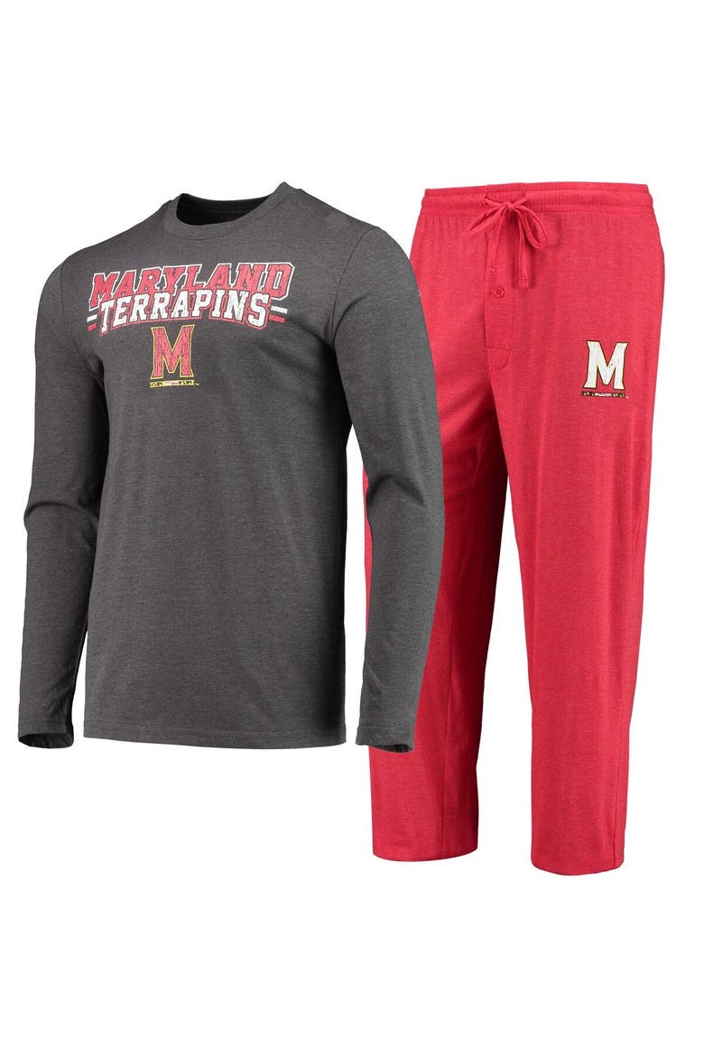 Men's Concepts Sport Red/Heathered Charcoal Maryland Terrapins Meter Long Sleeve T-Shirt & Pants Sleep Set, Main, color, Red
