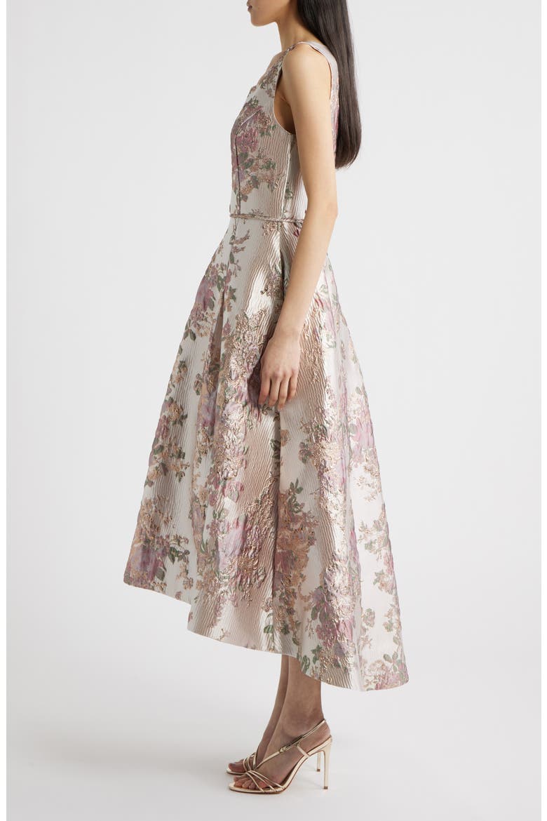 Metallic Jacquard Midi Cocktail Dress, Alternate, color, PETAL