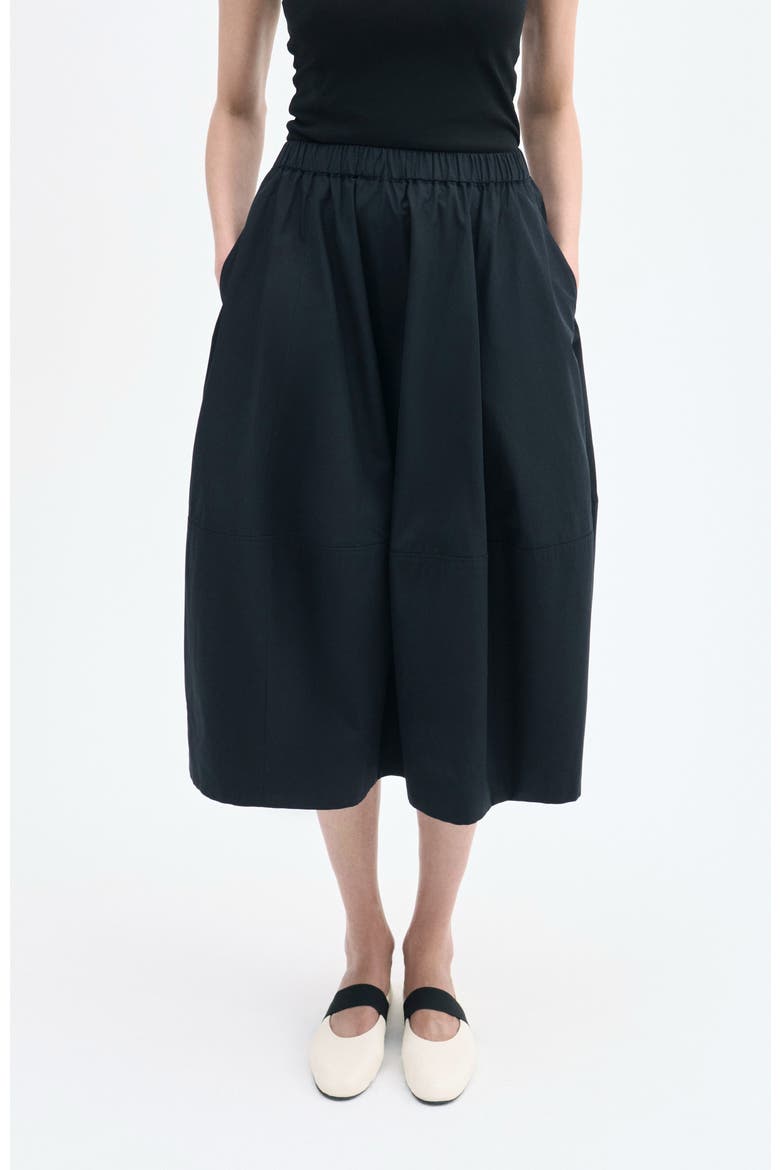 Full Skirt in Cotton Poplin, Alternate, color, Black