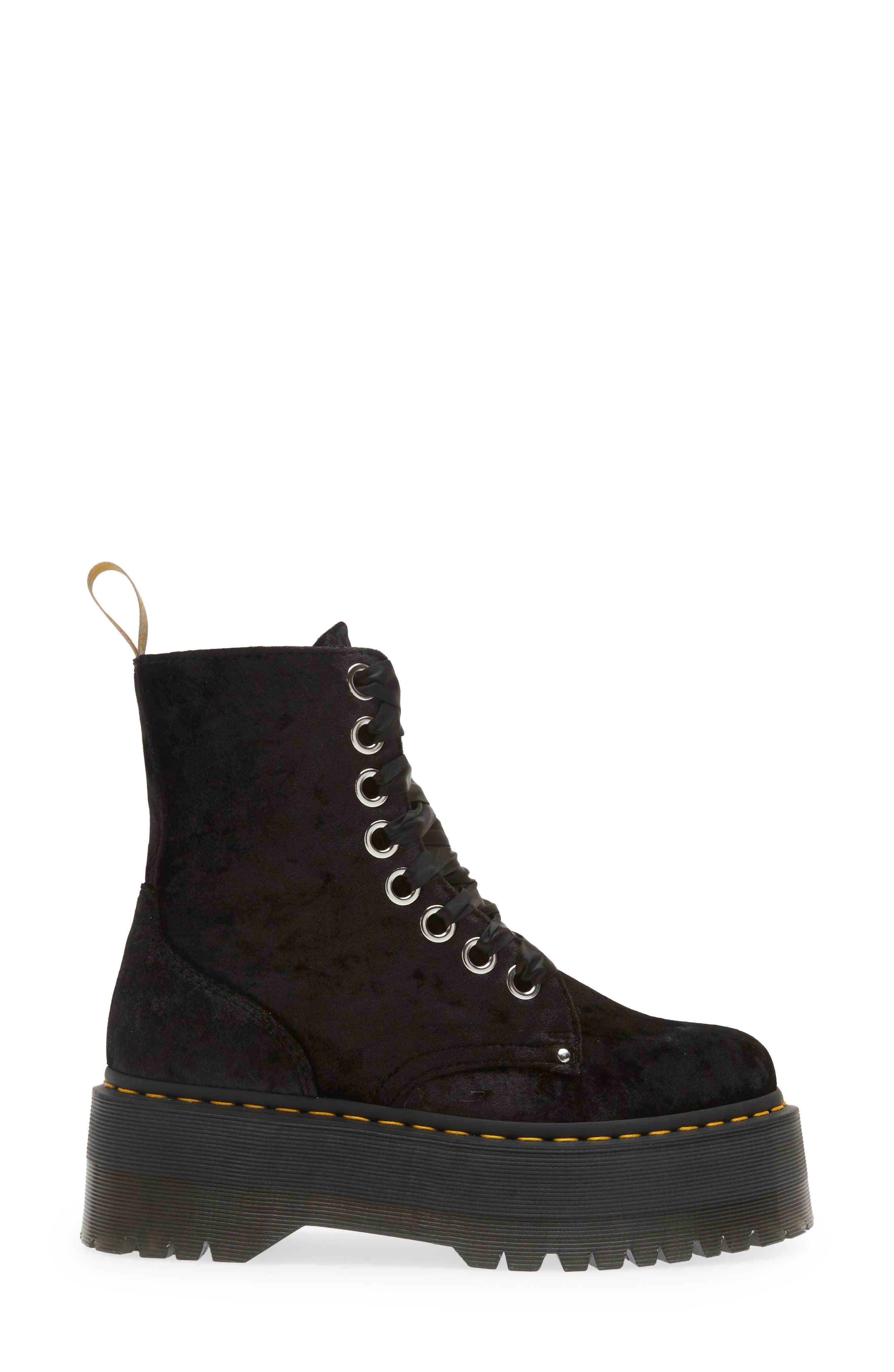 Dr. Martens Jadon Max Velvet Combat Boot, Alternate, color, 