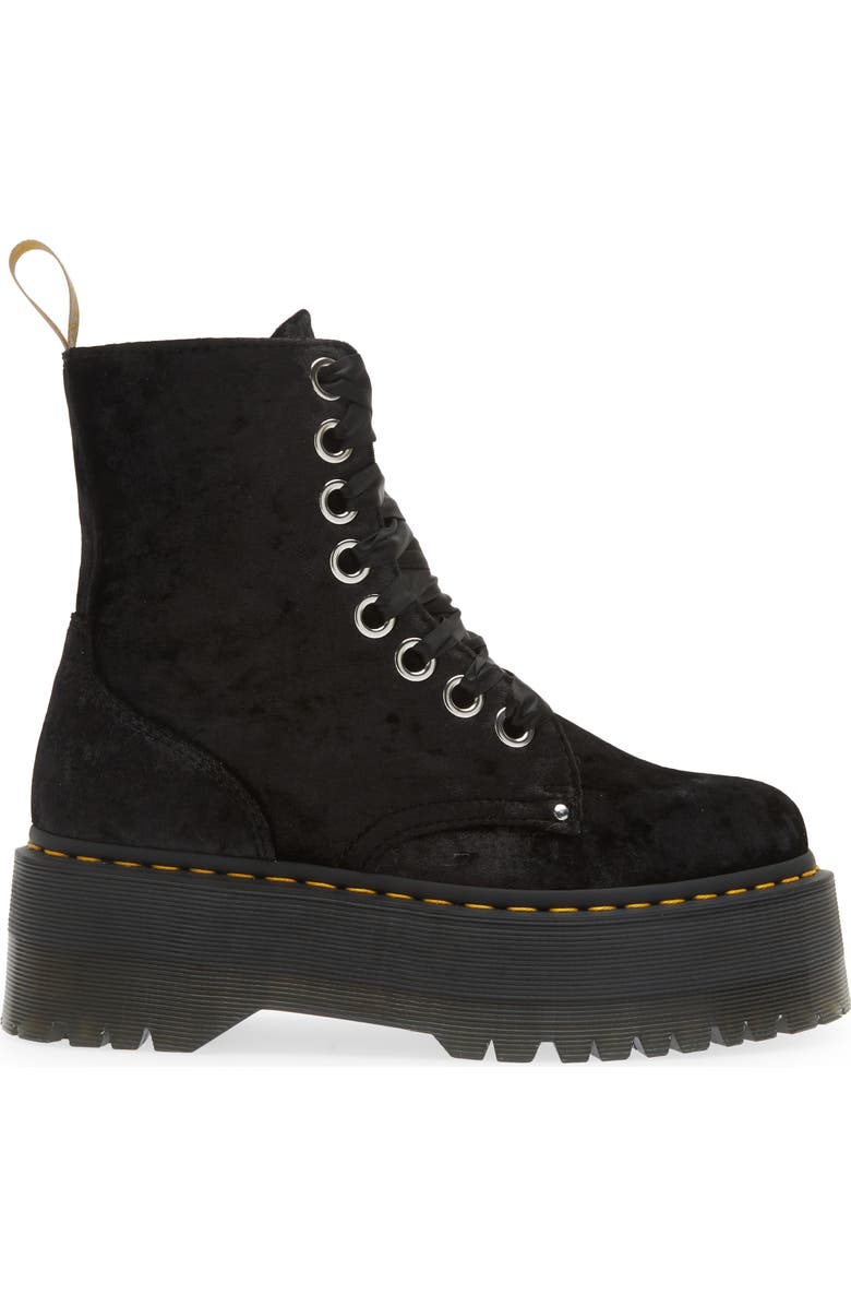 Dr. Martens Jadon Max Velvet Combat Boot, Alternate, color,