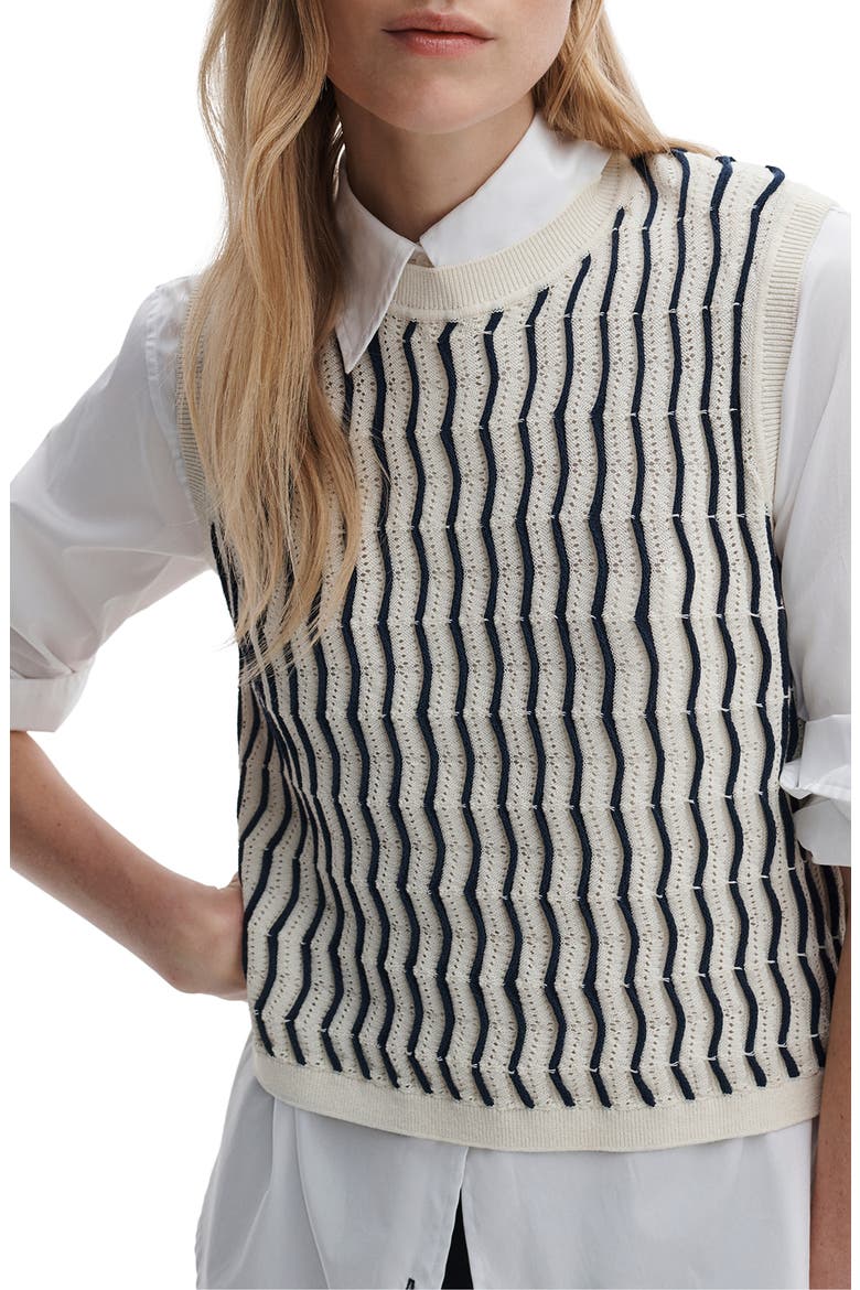 Leslie Stripe Knit Vest, Alternate, color, IVORY