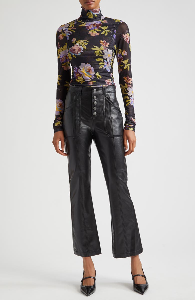 Cinq à Sept Bridgette Floral Print Long Sleeve Turtleneck Top, Alternate, color, 